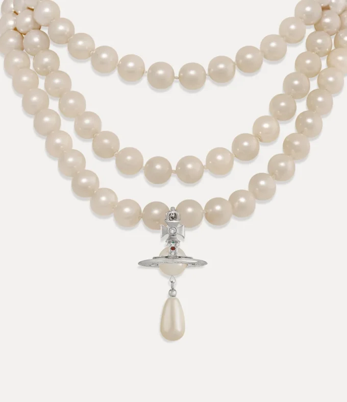 Three Row Pearl Drop Choker Three Row Pearl Drop Choker